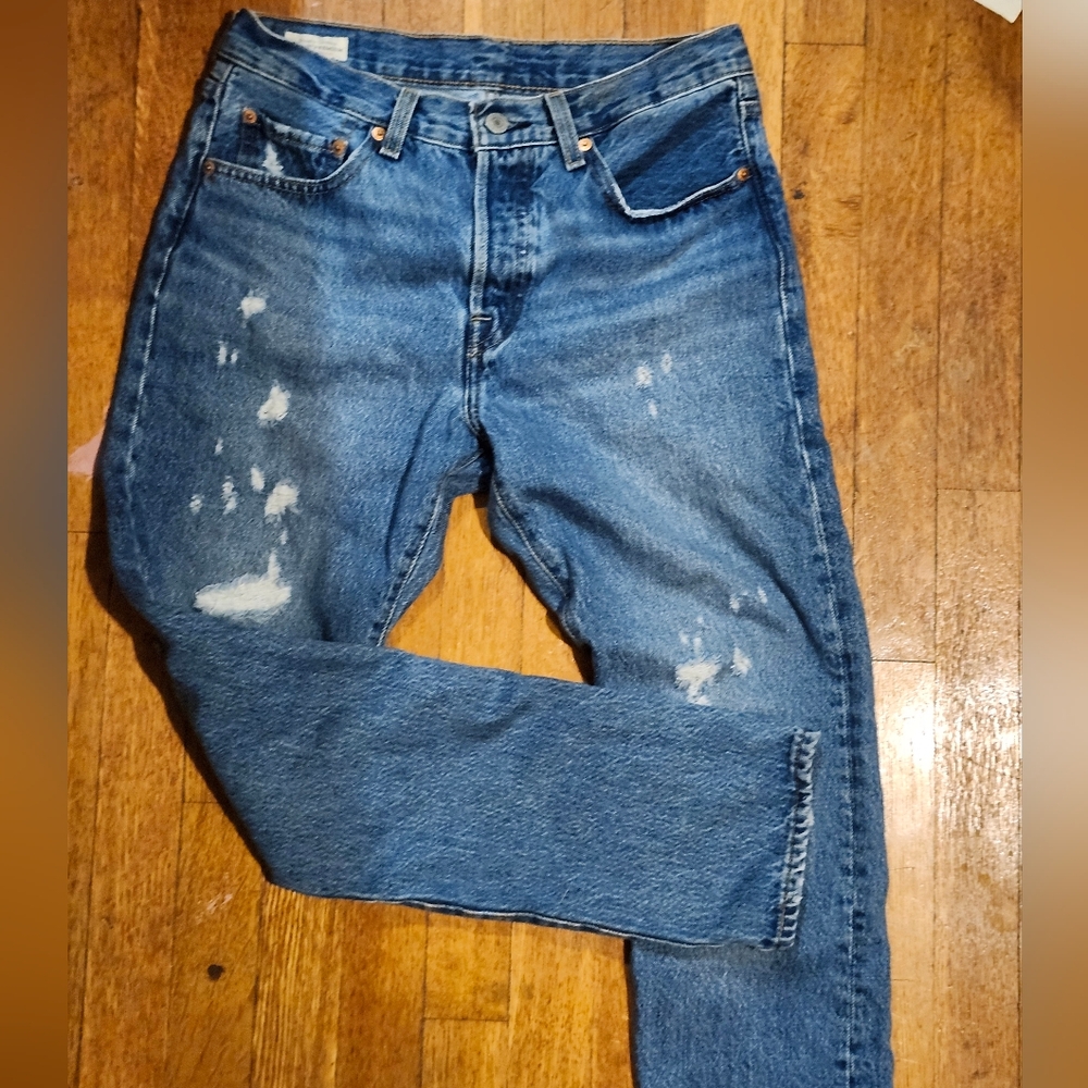 Levi's Premium Distressed Blue Boyfriend Jeans